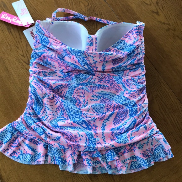 Lilly Pulitzer Carmen Ruffled Tankini Coastal Blue - Picture 4 of 7